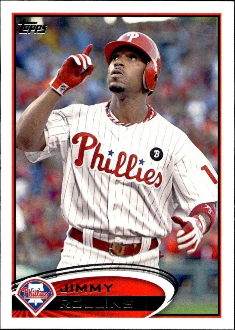 Jimmy Rollins 2012 Topps #617 Baseball Trading Card - Front 2012 Topps Jimmy Rollins #617 baseball trading card front