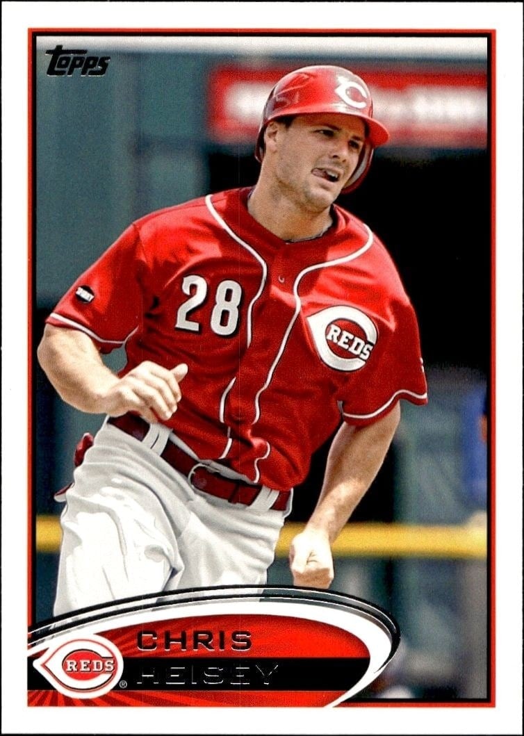 Chris Heisey 2012 Topps #636 Baseball Trading Card - Front 2012 Topps Chris Heisey #636 baseball trading card front