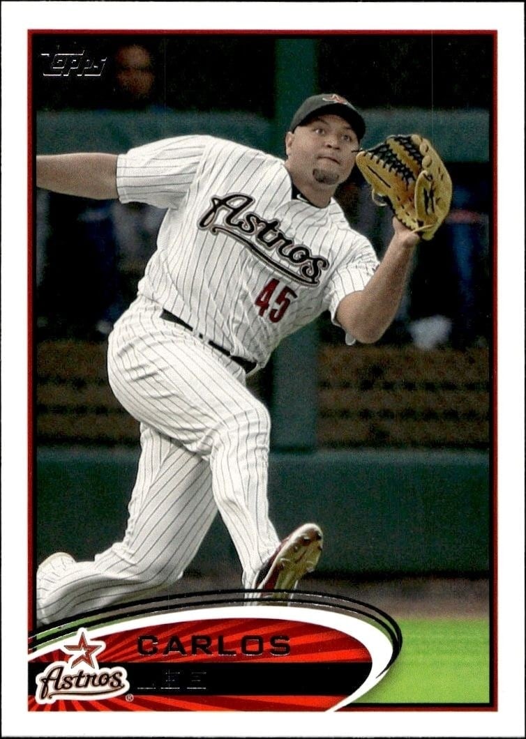 Carlos Lee 2012 Topps #592 Baseball Trading Card - Front 2012 Topps Carlos Lee #592 baseball trading card front