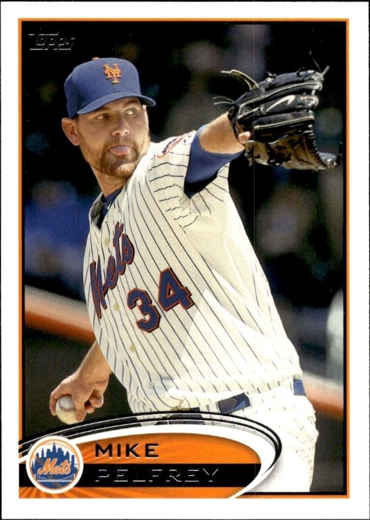 Mike Pelfrey 2012 Topps #214 Baseball Trading Card - Front 2012 Topps Mike Pelfrey #214 baseball trading card front