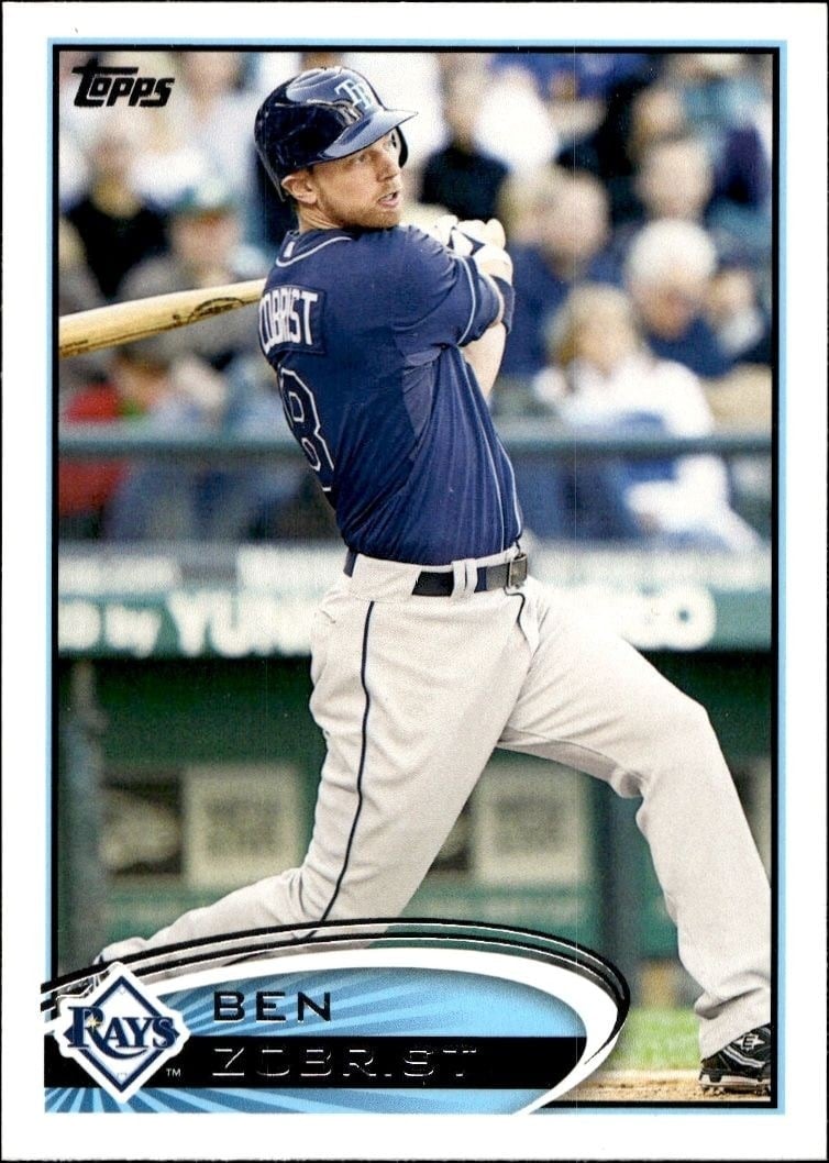 Ben Zobrist 2012 Topps #195 Baseball Trading Card - Front 2012 Topps Ben Zobrist #195 baseball trading card front
