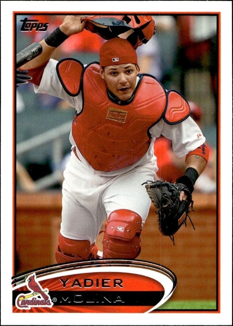 Yadier Molina 2012 Topps #174 Baseball Trading Card - Front 2012 Topps Yadier Molina #174 baseball trading card front