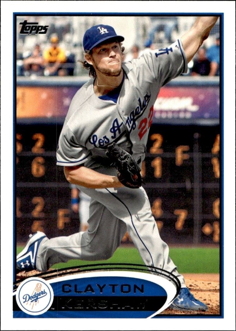 Clayton Kershaw 2012 Topps #600 Baseball Trading Card - Front 2012 Topps Clayton Kershaw #600 baseball trading card front