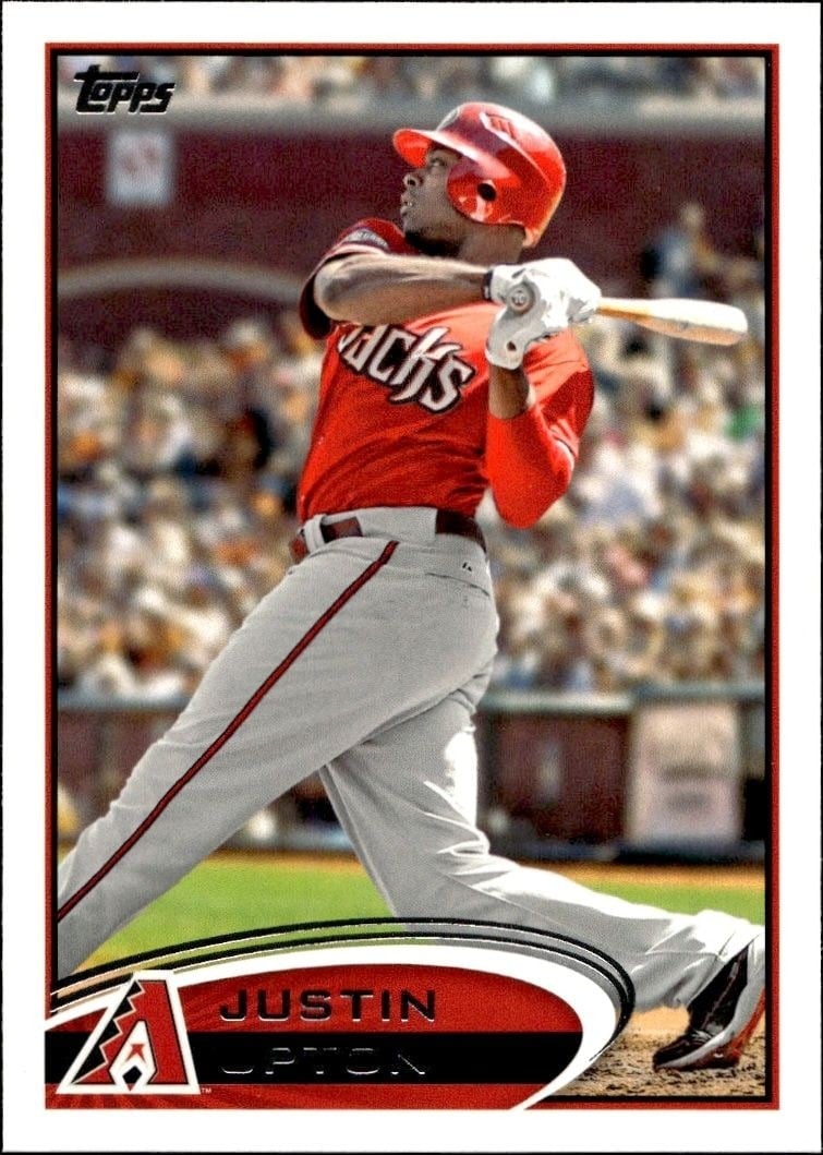 Justin Upton 2012 Topps #450 Baseball Trading Card - Front 2012 Topps Justin Upton #450 baseball trading card front