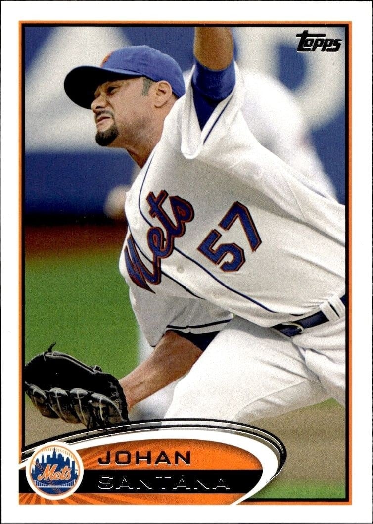 Johan Santana 2012 Topps #479 Baseball Trading Card - Front 2012 Topps Johan Santana #479 baseball trading card front