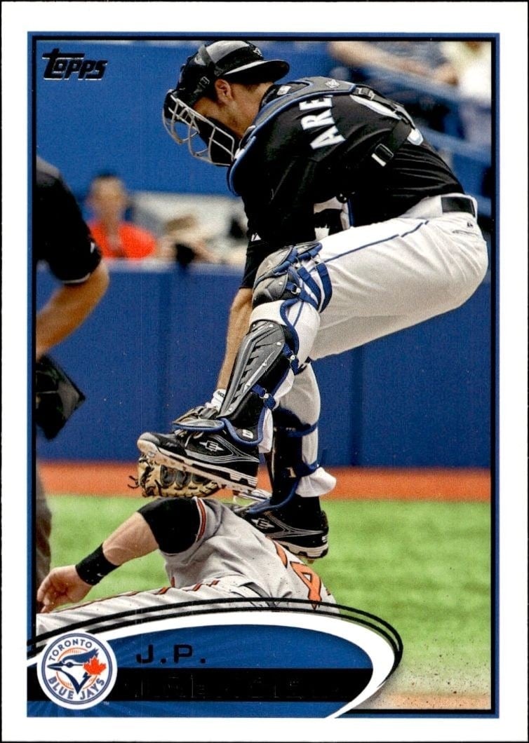J.P. Arencibia 2012 Topps #207 Baseball Trading Card - Front 2012 Topps J.P. Arencibia #207 baseball trading card front