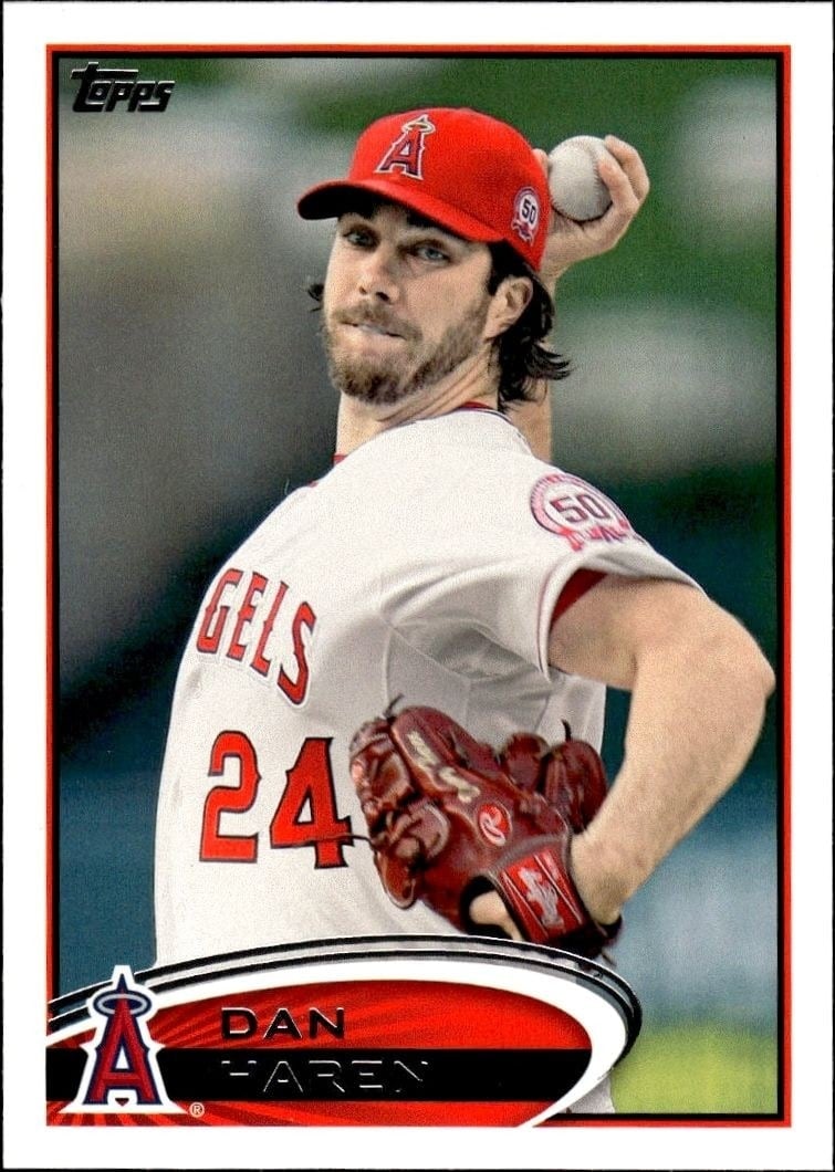 Dan Haren 2012 Topps #601 Baseball Trading Card - Front 2012 Topps Dan Haren #601 baseball trading card front
