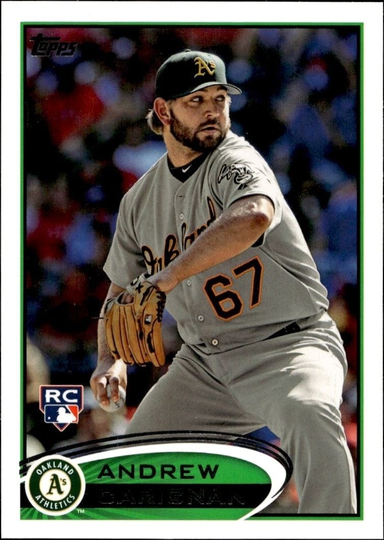 Andrew Carignan 2012 Topps #202 Baseball Trading Card - Front 2012 Topps Andrew Carignan #202 baseball trading card front