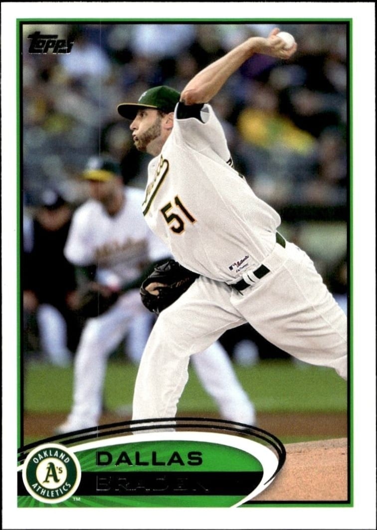 Dallas Braden 2012 Topps #577 Baseball Trading Card - Front 2012 Topps Dallas Braden #577 baseball trading card front