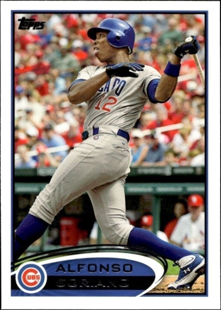Alfonso Soriano 2012 Topps #348 Baseball Trading Card - Front 2012 Topps Alfonso Soriano #348 baseball trading card front
