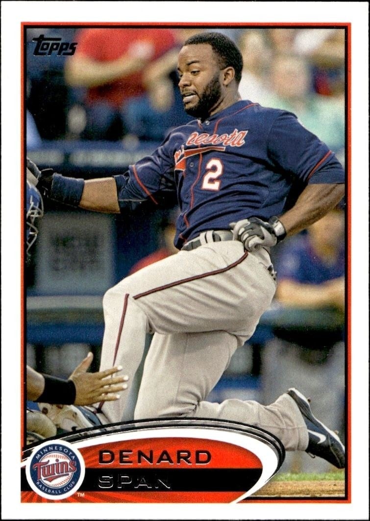 Denard Span 2012 Topps #179 Baseball Trading Card - Front 2012 Topps Denard Span #179 baseball trading card front