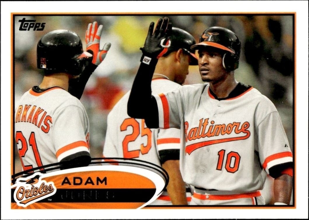 Adam Jones 2012 Topps #125 Baseball Trading Card - Front 2012 Topps Adam Jones #125 baseball trading card front