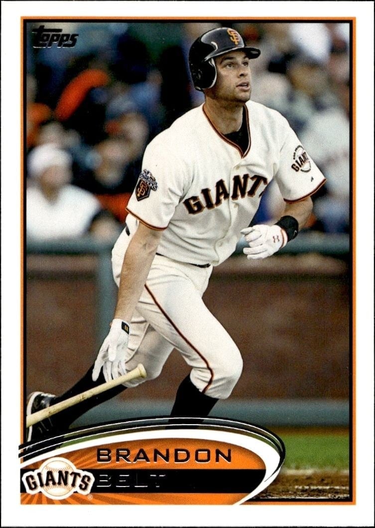 Brandon Belt 2012 Topps #141 Baseball Trading Card - Front 2012 Topps Brandon Belt #141 baseball trading card front