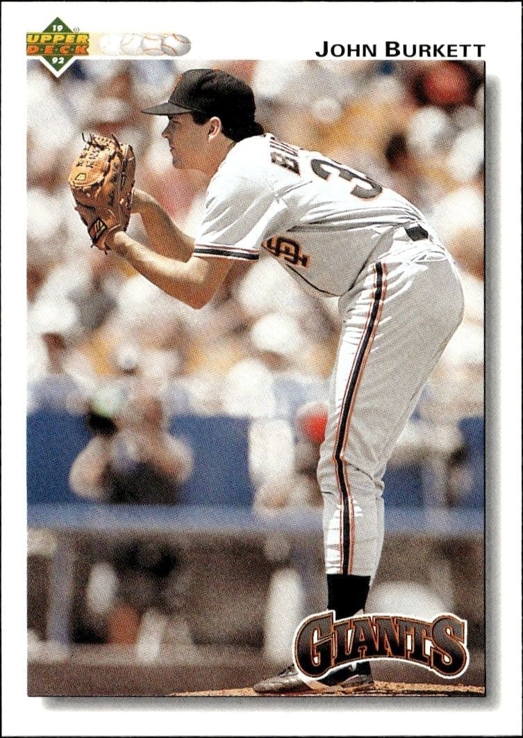 John Burkett 1992 Upper Deck #148 Baseball Trading Card - Front 1992 Upper Deck John Burkett #148 baseball trading card front