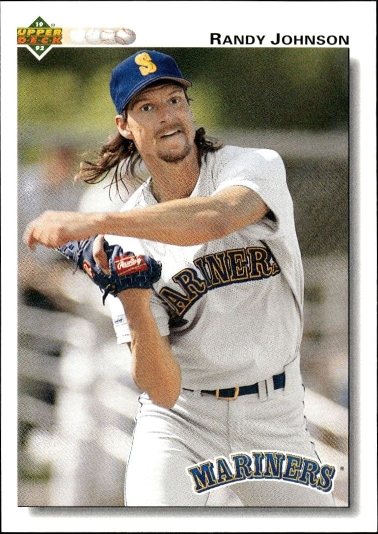 Randy Johnson 1992 Upper Deck #164 Baseball Trading Card - Front 1992 Upper Deck Randy Johnson #164 baseball trading card front
