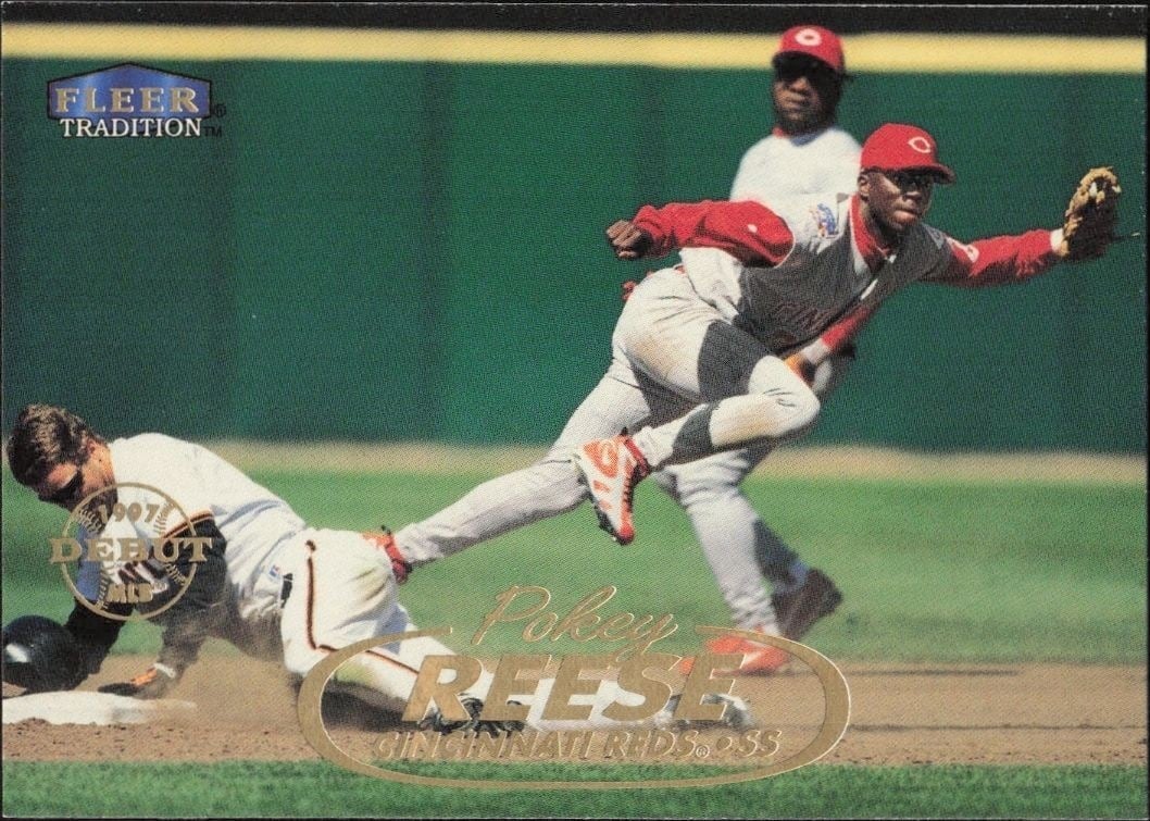 Pokey Reese 1998 Fleer Tradition #154 Baseball Trading Card - Front 1998 Fleer Tradition Pokey Reese #154 baseball trading card front