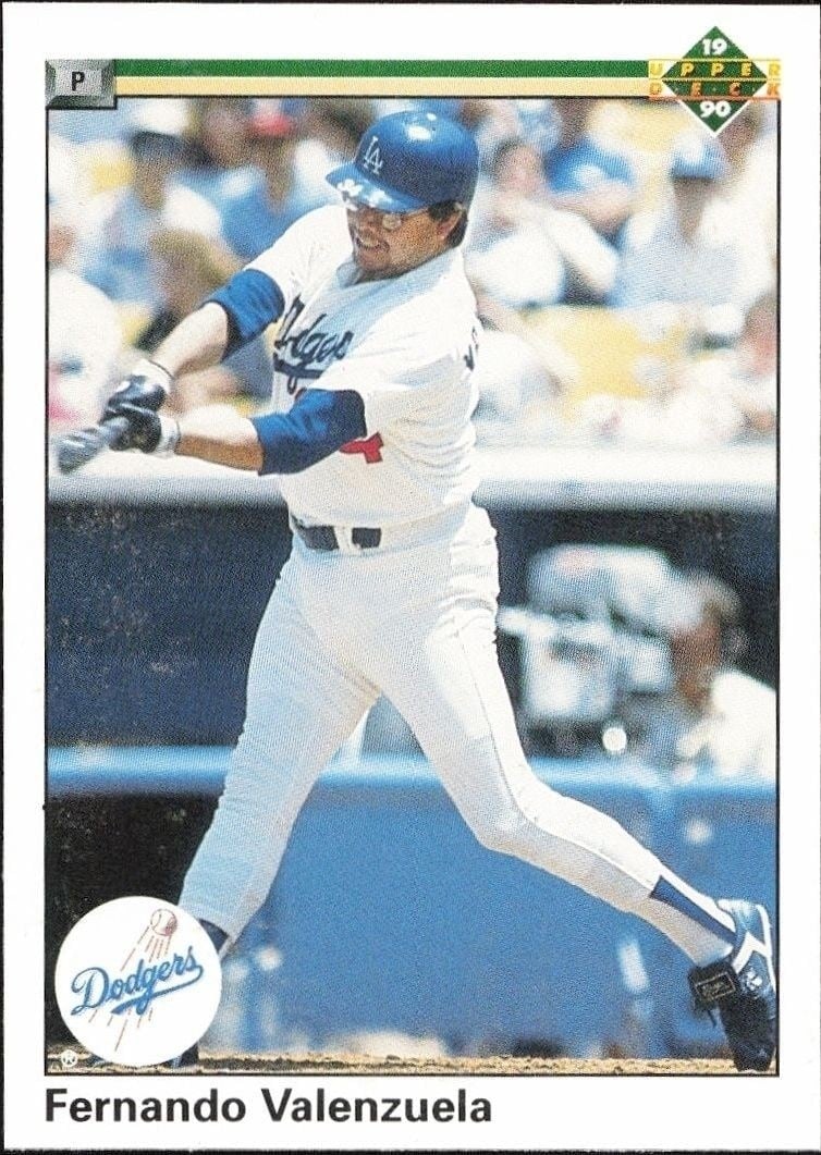 Fernando Valenzuela 1990 Upper Deck #445 Baseball Trading Card - Front 1990 Upper Deck Fernando Valenzuela #445 baseball trading card front