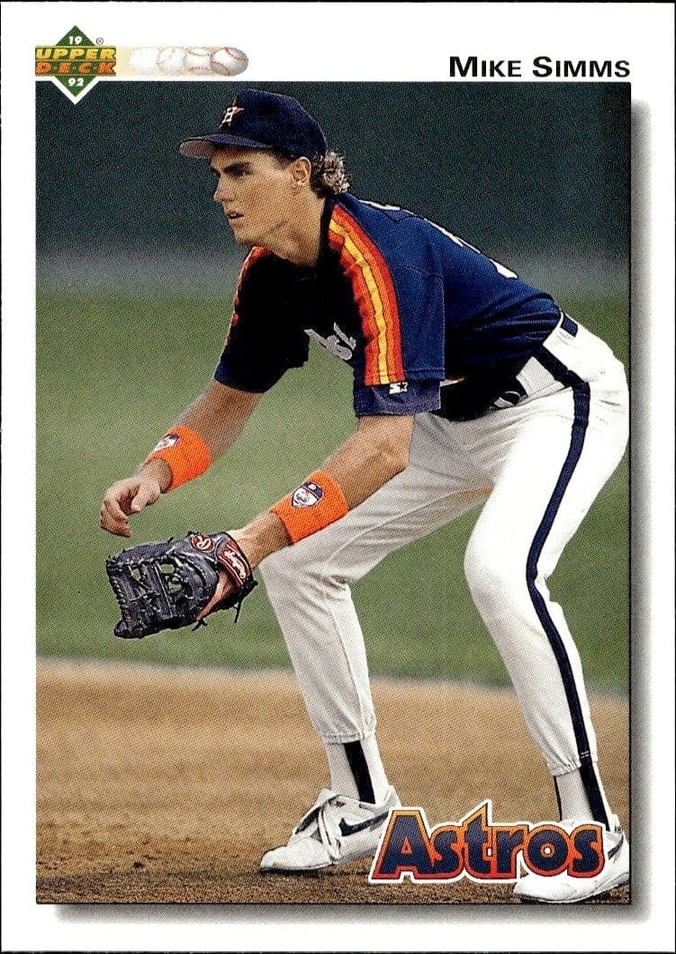 Mike Simms 1992 Upper Deck #584 Baseball Trading Card - Front 1992 Upper Deck Mike Simms #584 baseball trading card front