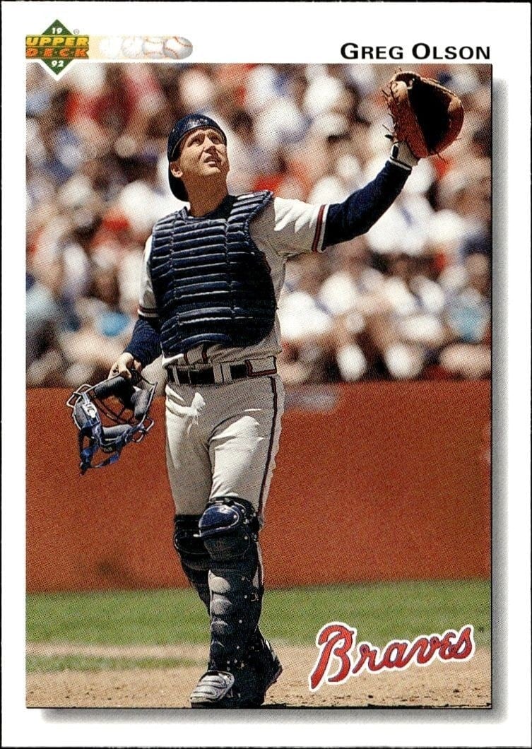Greg Olson 1992 Upper Deck #189 Baseball Trading Card - Front 1992 Upper Deck Greg Olson #189 baseball trading card front