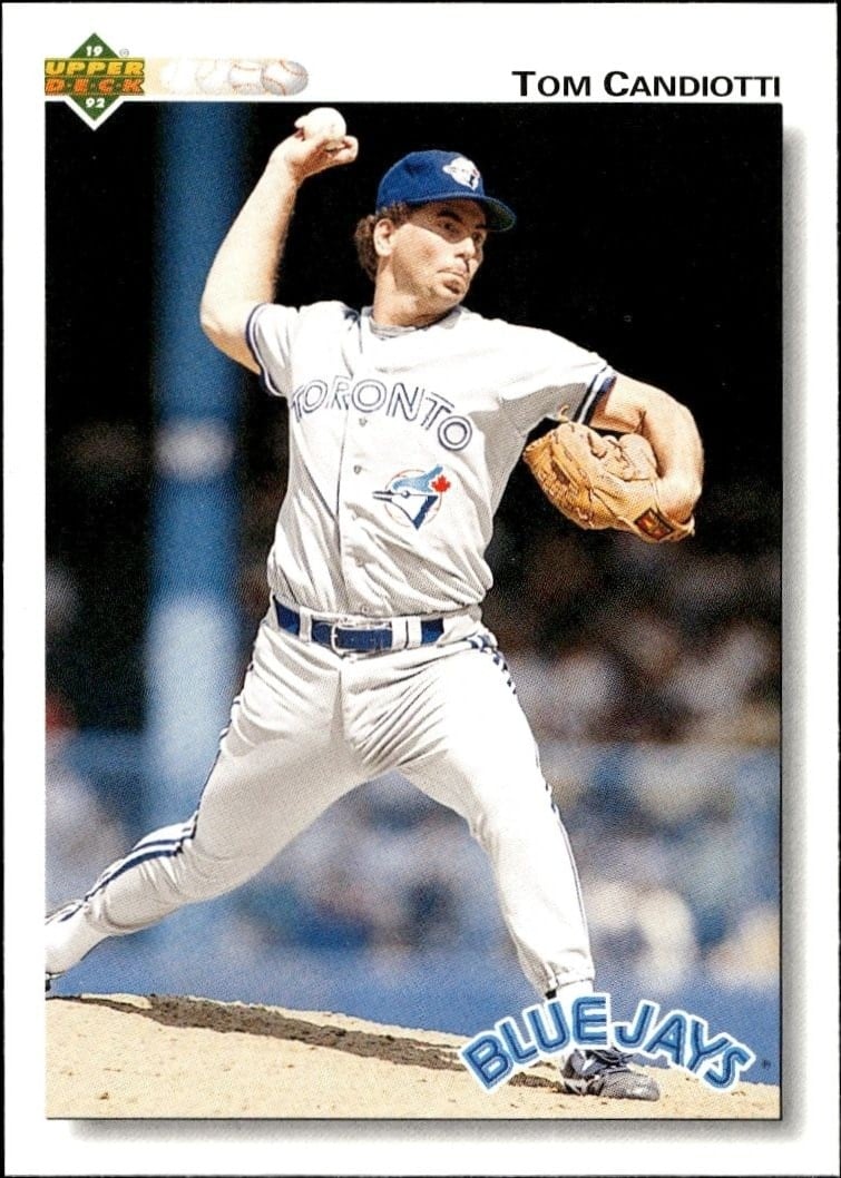 Tom Candiotti 1992 Upper Deck #447 Baseball Trading Card - Front 1992 Upper Deck Tom Candiotti #447 baseball trading card front
