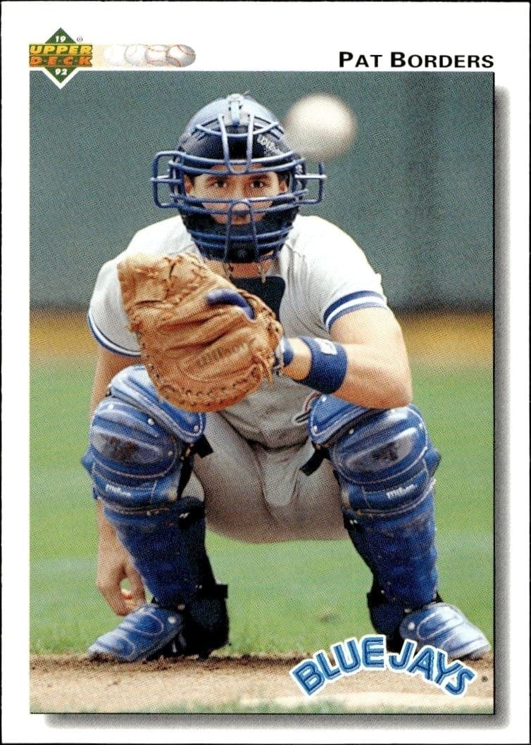 Pat Borders 1992 Upper Deck #140 Baseball Trading Card - Front 1992 Upper Deck Pat Borders #140 baseball trading card front