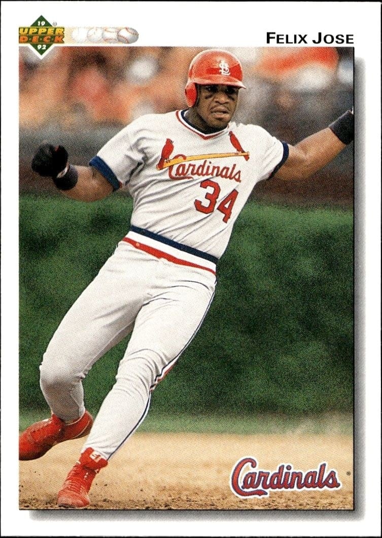 Felix Jose 1992 Upper Deck #264 Baseball Trading Card - Front 1992 Upper Deck Felix Jose #264 baseball trading card front