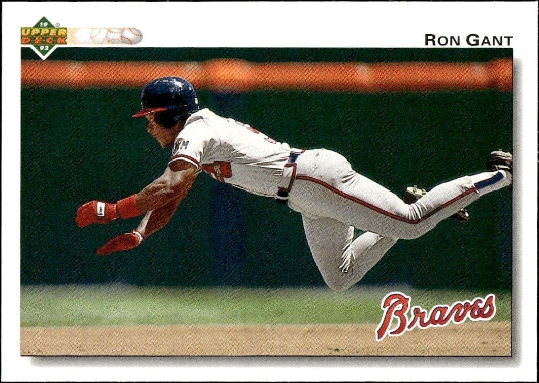 Ron Gant 1992 Upper Deck #345 Baseball Trading Card - Front 1992 Upper Deck Ron Gant #345 baseball trading card front