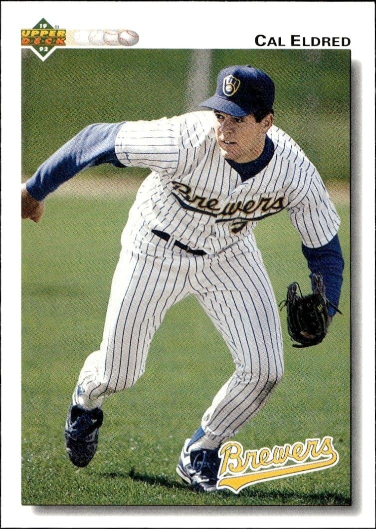 Cal Eldred 1992 Upper Deck #477 Baseball Trading Card - Front 1992 Upper Deck Cal Eldred #477 baseball trading card front