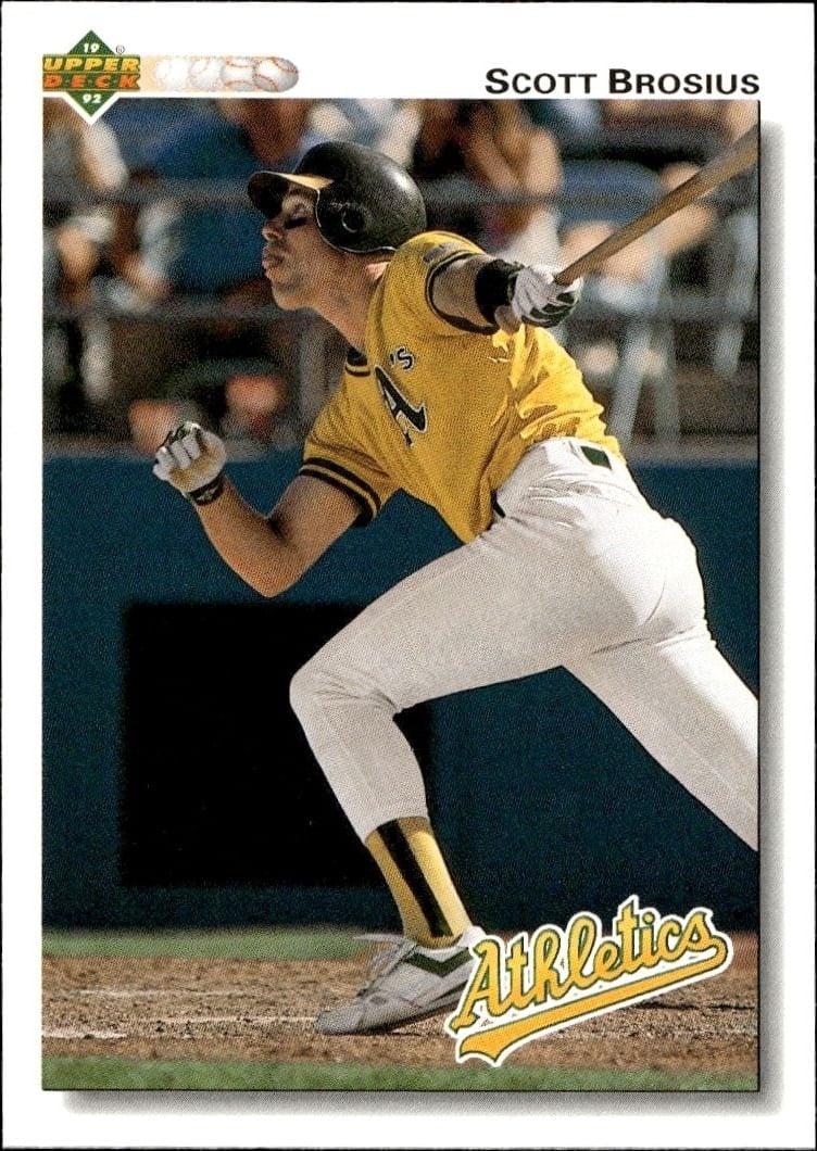 Scott Brosius 1992 Upper Deck #312 Baseball Trading Card - Front 1992 Upper Deck Scott Brosius #312 baseball trading card front
