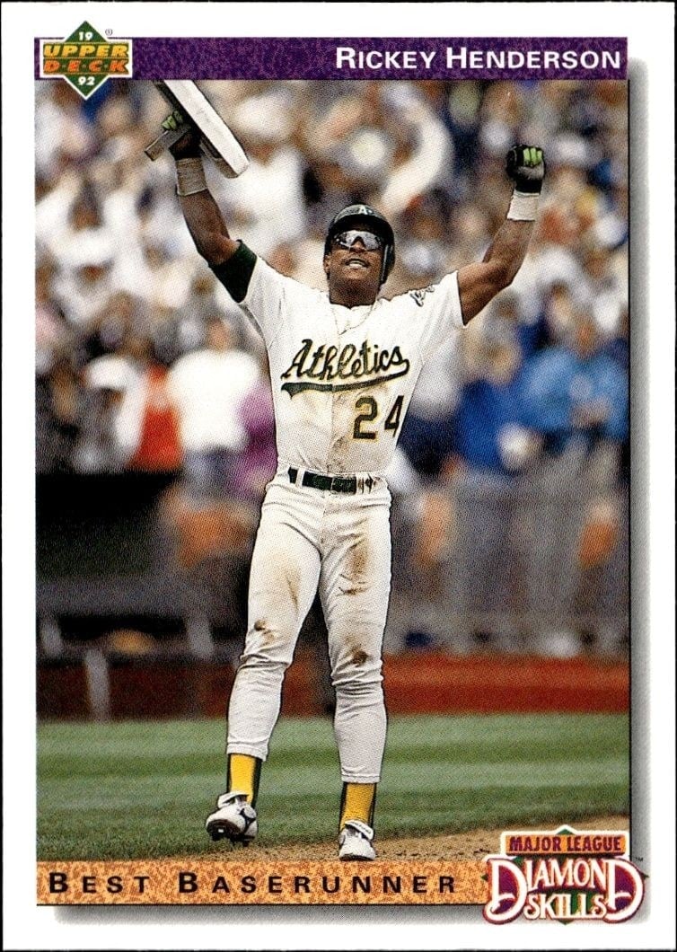 Rickey Henderson 1992 Upper Deck #648 Baseball Trading Card - Front 1992 Upper Deck Rickey Henderson #648 baseball trading card front