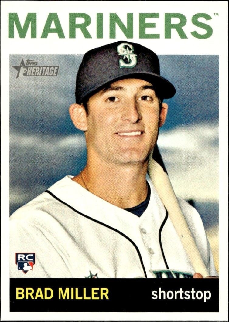 Brad Miller 2013 Topps Heritage High Number #H588 Baseball Trading Card - Front 2013 Topps Heritage High Number Brad Miller #H588 baseball trading card front