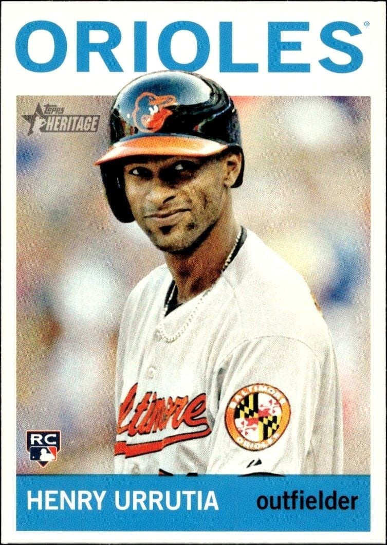 Henry Urrutia 2013 Topps Heritage High Number #H566 Baseball Trading Card - Front 2013 Topps Heritage High Number Henry Urrutia #H566 baseball trading card front