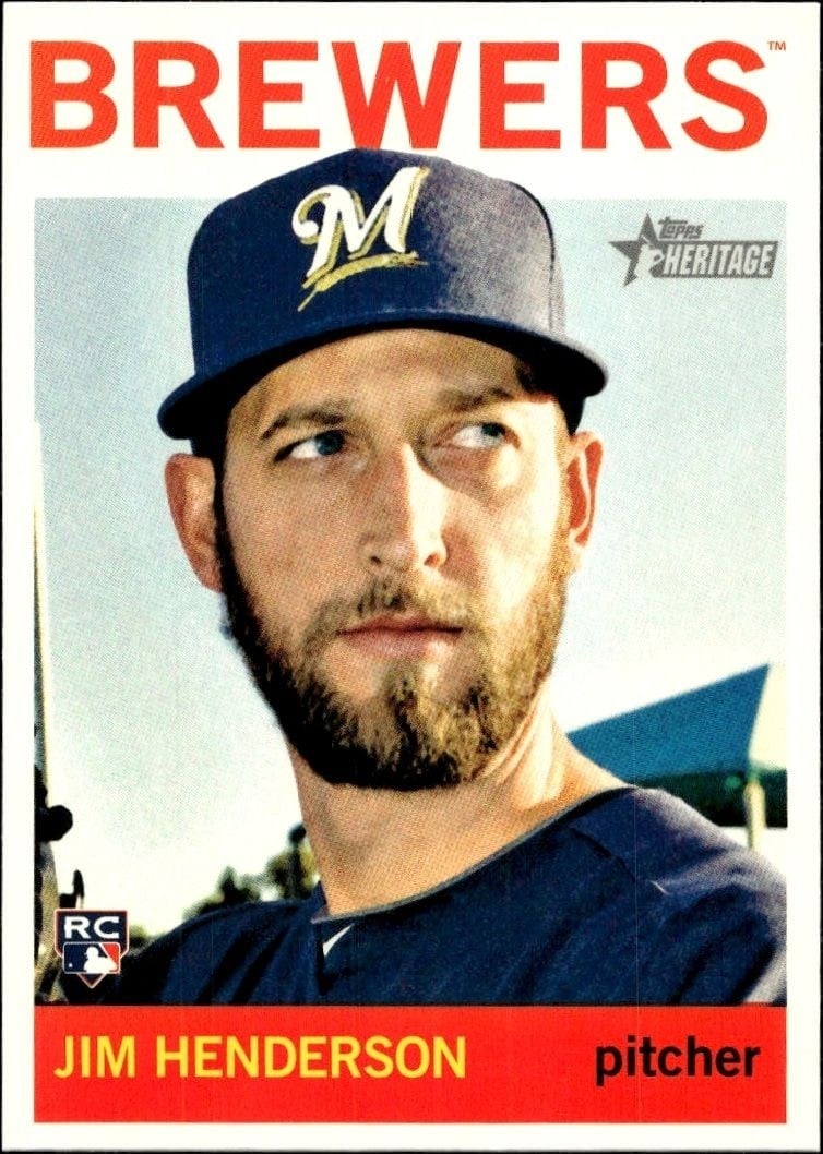 Jim Henderson 2013 Topps Heritage High Number #H530 Baseball Trading Card - Front 2013 Topps Heritage High Number Jim Henderson #H530 baseball trading card front