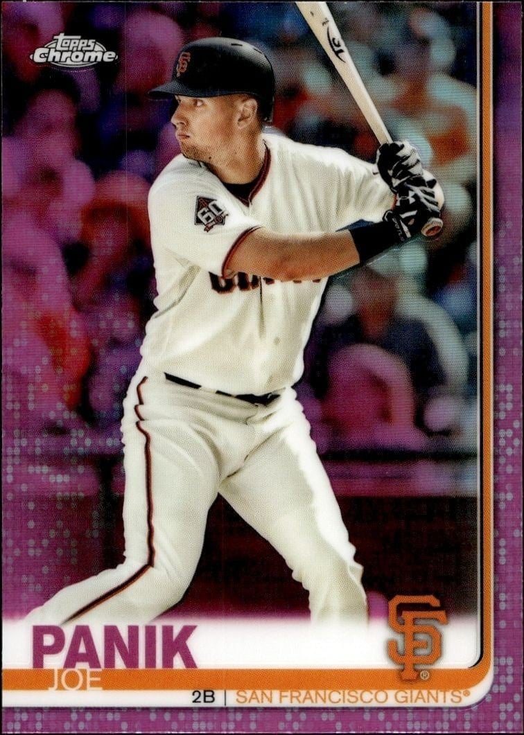 Joe Panik 2019 Topps Chrome #14 Baseball Trading Card - Front 2019 Topps Chrome Joe Panik #14 baseball trading card front