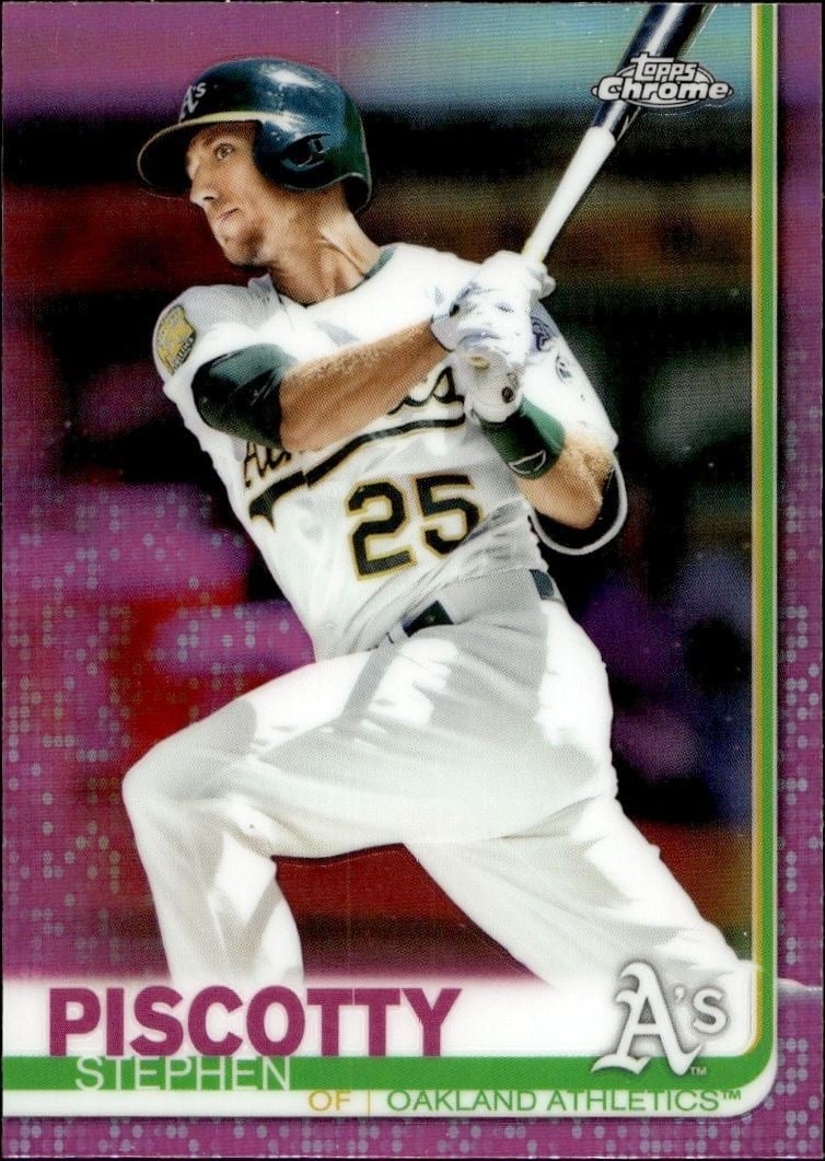Stephen Piscotty 2019 Topps Chrome #167 Baseball Trading Card - Front 2019 Topps Chrome Stephen Piscotty #167 baseball trading card front