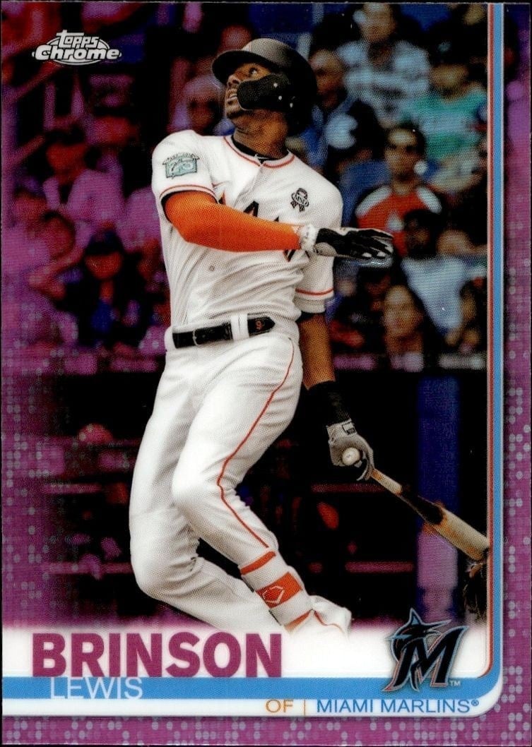 Lewis Brinson 2019 Topps Chrome #122 Baseball Trading Card - Front 2019 Topps Chrome Lewis Brinson #122 baseball trading card front