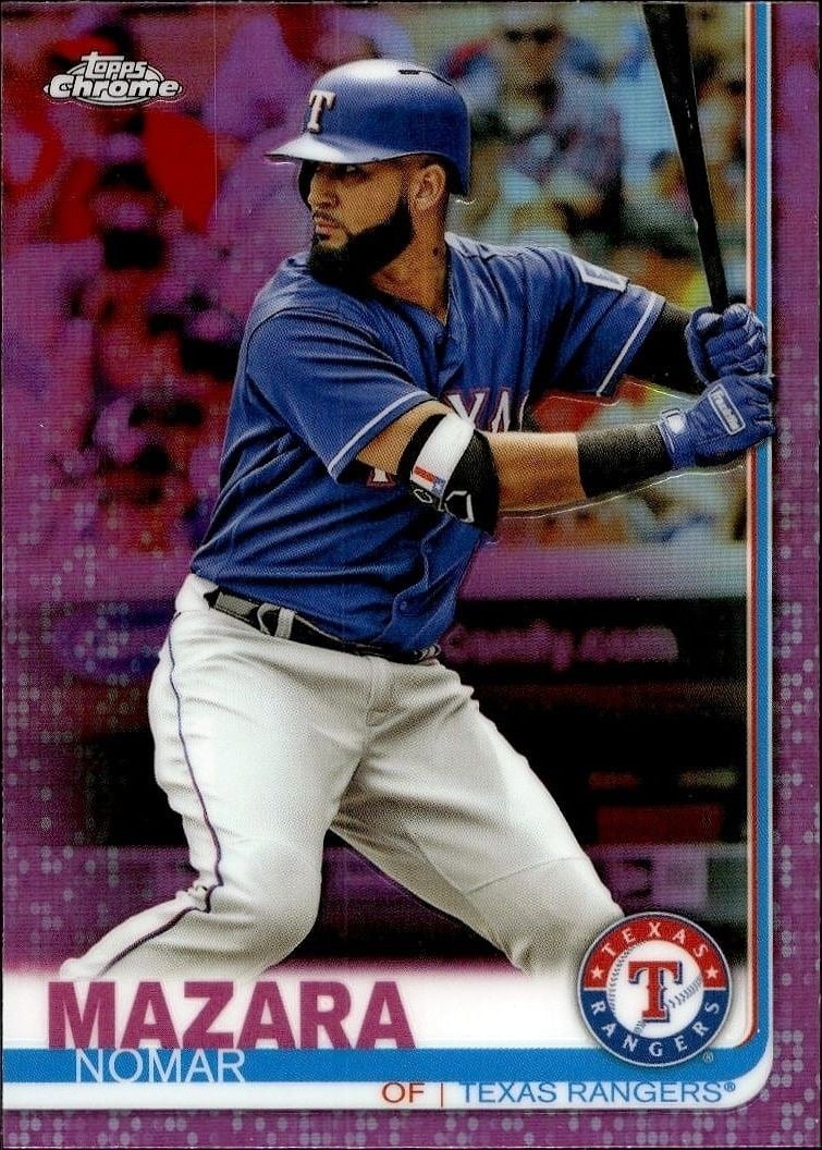 Nomar Mazara 2019 Topps Chrome #26 Baseball Trading Card - Front 2019 Topps Chrome Nomar Mazara #26 baseball trading card front