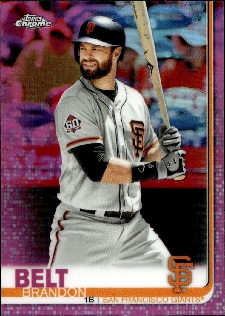 Brandon Belt 2019 Topps Chrome #125 Baseball Trading Card - Front 2019 Topps Chrome Brandon Belt #125 baseball trading card front