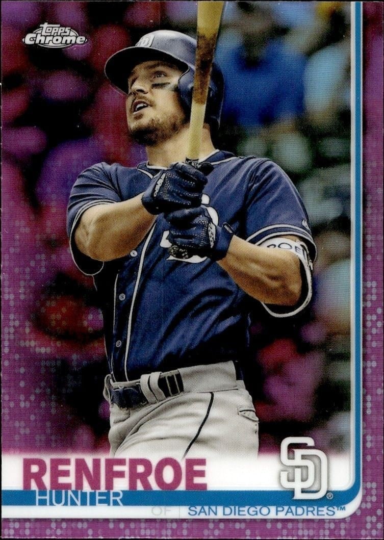 Hunter Renfroe 2019 Topps Chrome #3 Baseball Trading Card - Front 2019 Topps Chrome Hunter Renfroe #3 baseball trading card front