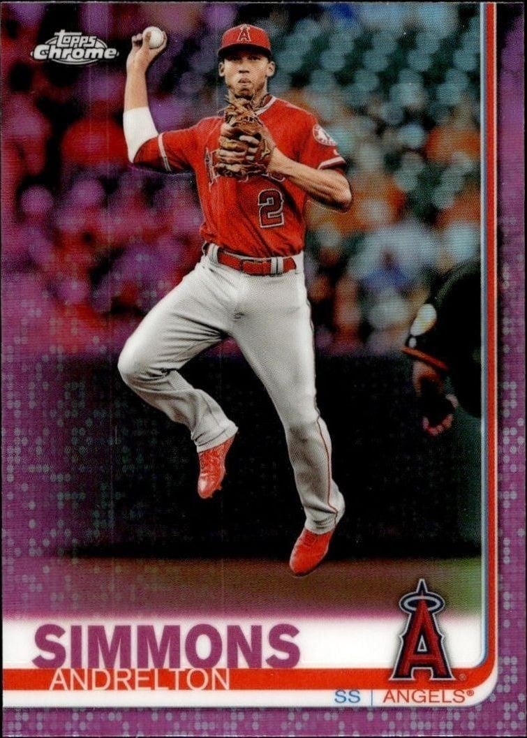 Andrelton Simmons 2019 Topps Chrome #4 Baseball Trading Card - Front 2019 Topps Chrome Andrelton Simmons #4 baseball trading card front