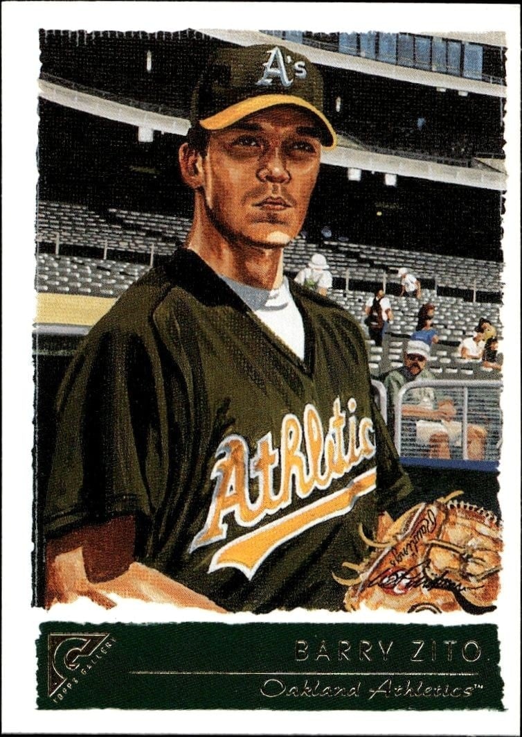 Barry Zito 2001 Topps Gallery #97 Baseball Trading Card - Front 2001 Topps Gallery Barry Zito #97 baseball trading card front