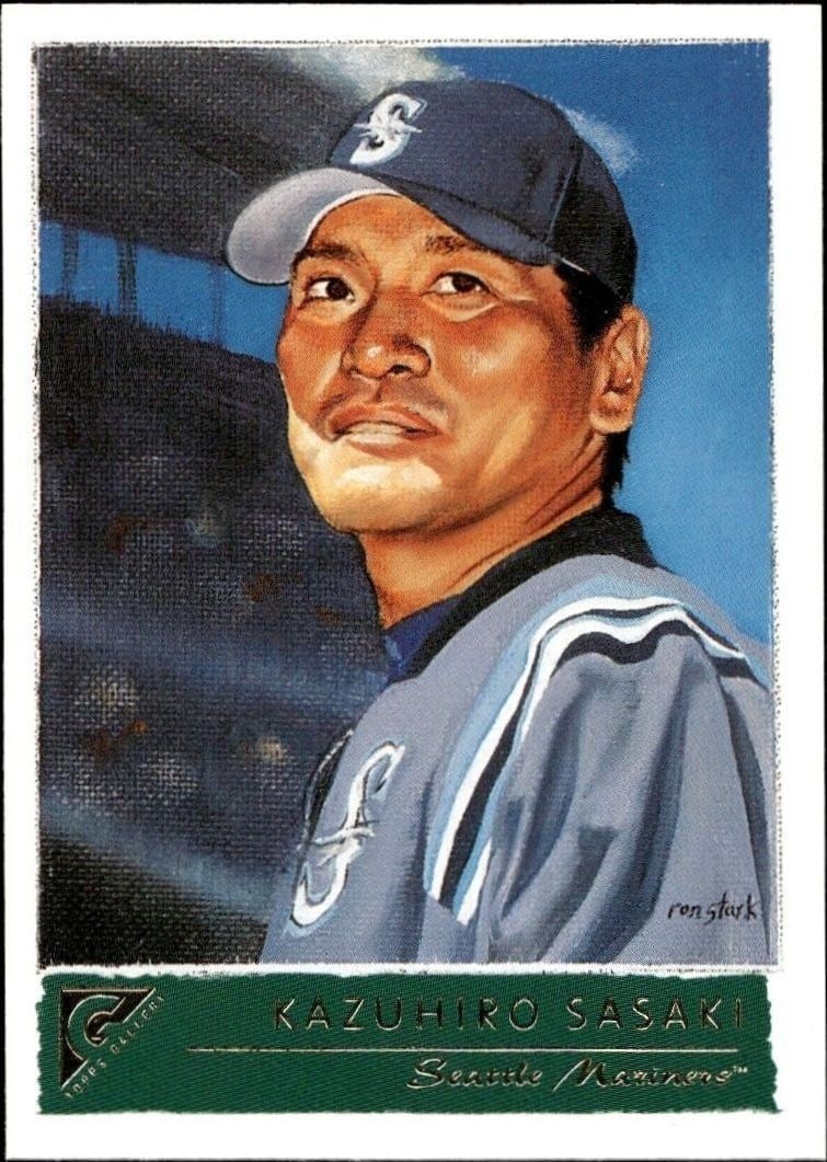 Kazuhiro Sasaki 2001 Topps Gallery #60 Baseball Trading Card - Front 2001 Topps Gallery Kazuhiro Sasaki #60 baseball trading card front
