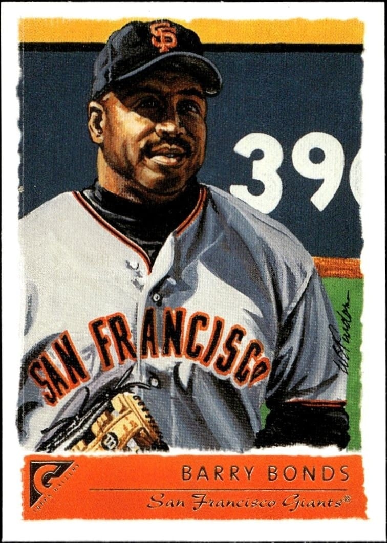 Barry Bonds 2001 Topps Gallery #34 Baseball Trading Card - Front 2001 Topps Gallery Barry Bonds #34 baseball trading card front
