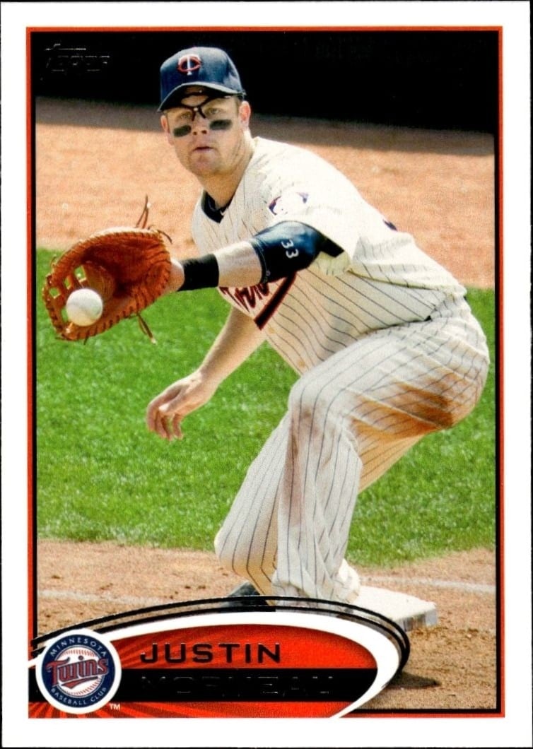 Justin Morneau 2012 Topps #230 Baseball Trading Card - Front 2012 Topps Justin Morneau #230 baseball trading card front