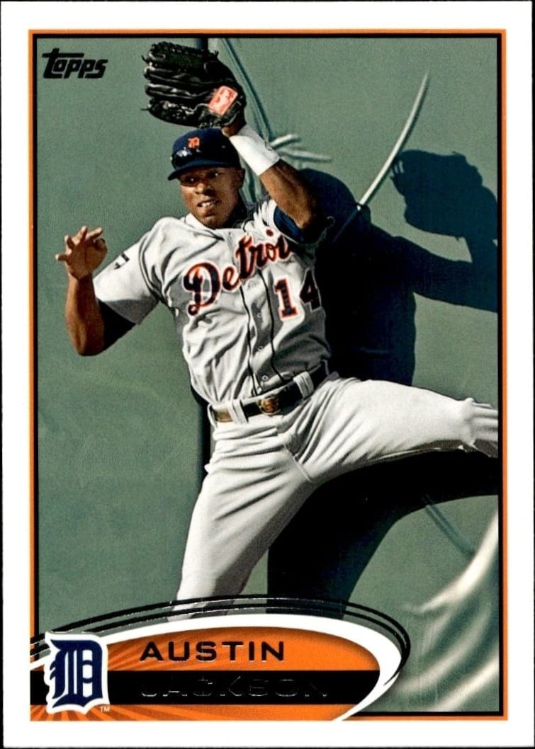 Austin Jackson 2012 Topps #422 Baseball Trading Card - Front 2012 Topps Austin Jackson #422 baseball trading card front