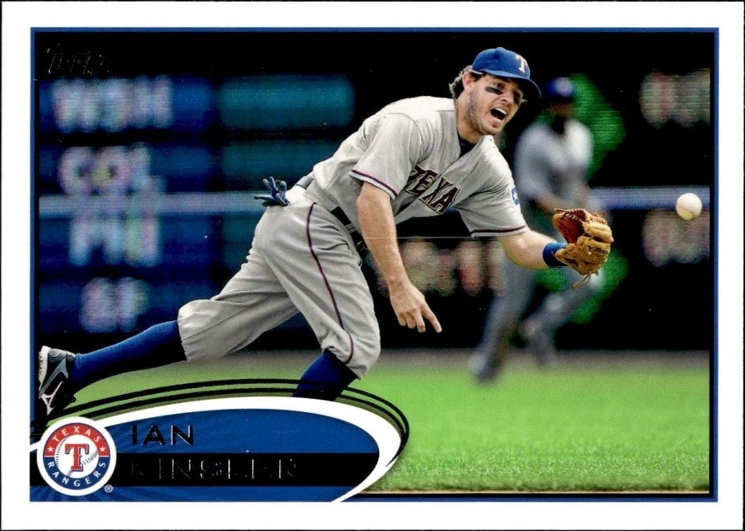 Ian Kinsler 2012 Topps #550 Baseball Trading Card - Front 2012 Topps Ian Kinsler #550 baseball trading card front