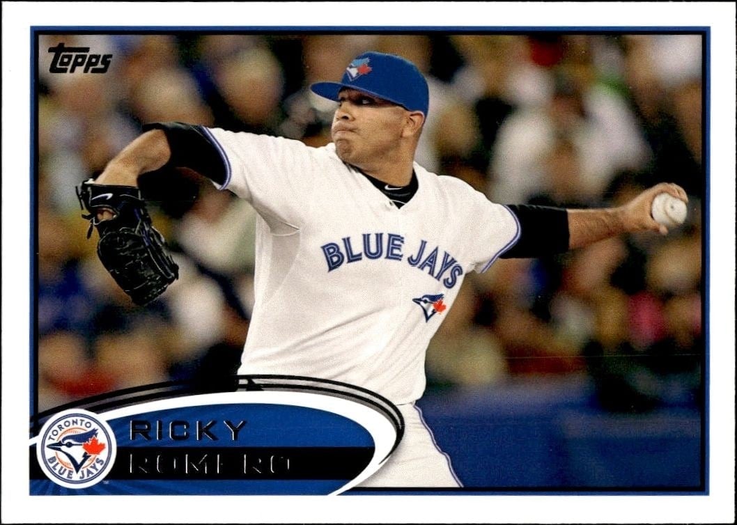Ricky Romero 2012 Topps #594 Baseball Trading Card - Front 2012 Topps Ricky Romero #594 baseball trading card front