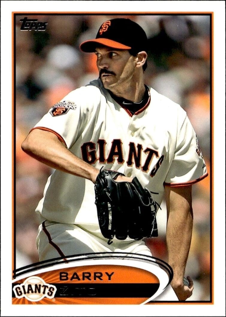 Barry Zito 2012 Topps #420 Baseball Trading Card - Front 2012 Topps Barry Zito #420 baseball trading card front