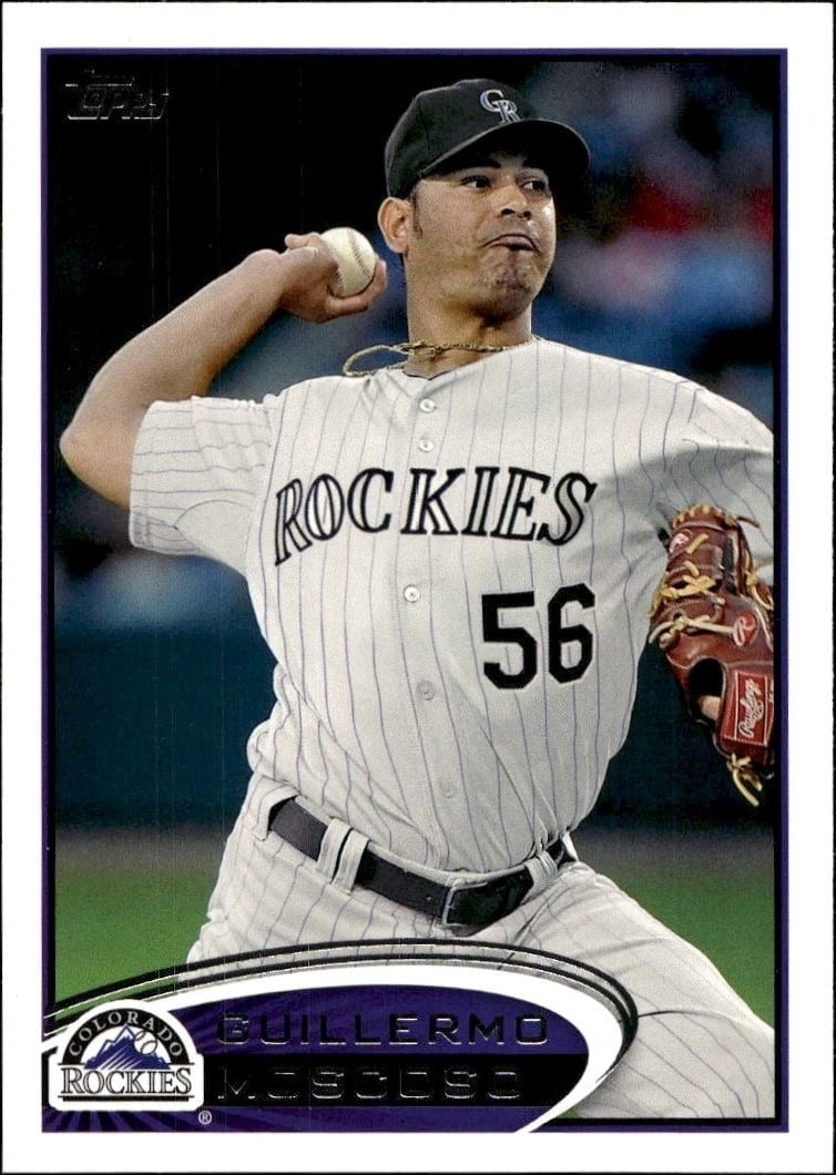 Guillermo Moscoso 2012 Topps #431 Baseball Trading Card - Front 2012 Topps Guillermo Moscoso #431 baseball trading card front