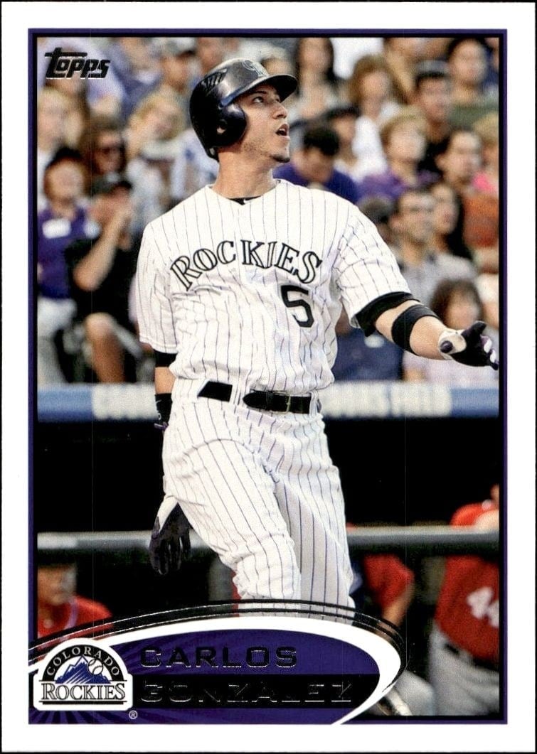 Carlos Gonzalez 2012 Topps #373 Baseball Trading Card - Front 2012 Topps Carlos Gonzalez #373 baseball trading card front